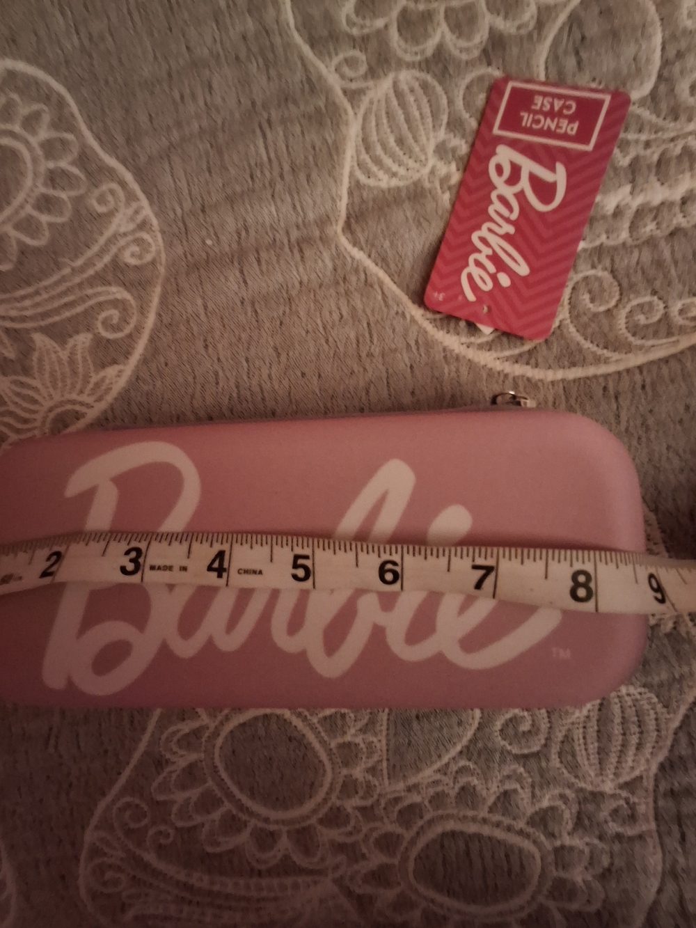 Barbie Light Pink Hard Shell Cosmetic / Pencil Case with White Logo